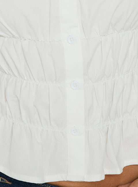 Oryn Gathered Waisted Top White
