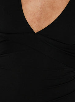 Madelon Long Sleeve Wrap Mini Dress Black