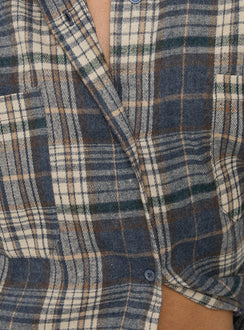 Clarity Oversized Long Sleeve Shirt Ash Plaid
