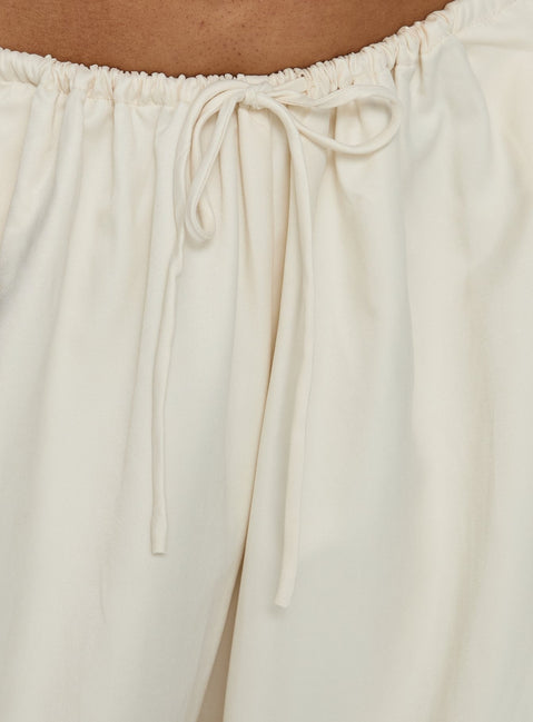 Crafted with Bungala Oversized Relaxed Pants Ivory womens-regular-pants featuring high-rise wide-leg design detail Princess Polly