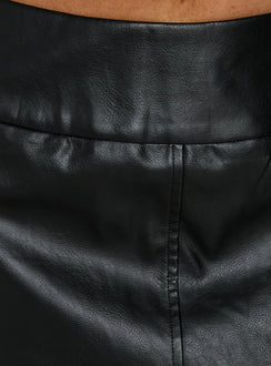 Evah Faux Leather Pencil Midi Skirt Black