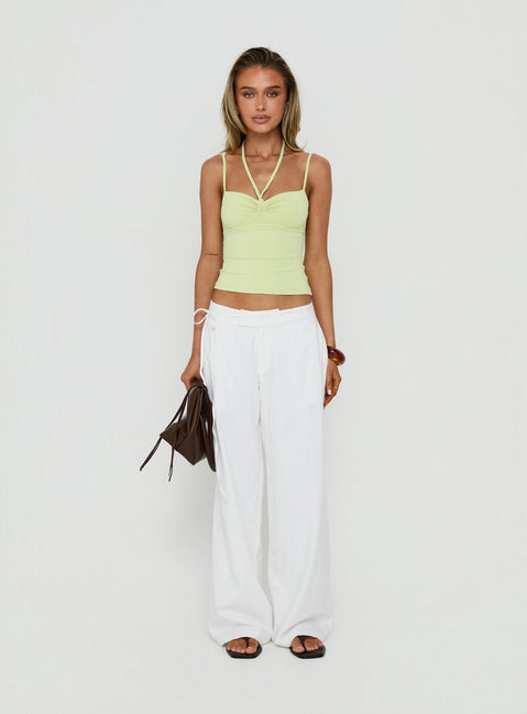 Isamie Drawstring Tie Wrap Top Lime