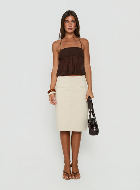 Jesemia Halter Blouson Top Brown