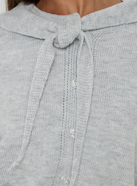 Pippy Scarf Tie Sweater Light Grey