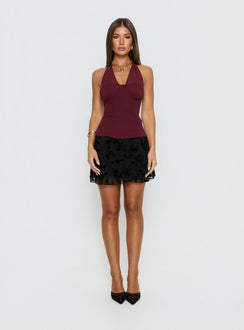 Lynford Chiffon Detail Halter Top Wine