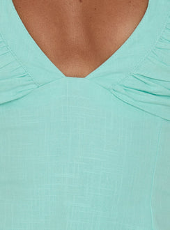 Claudiana Gathered Halter Top Turquoise