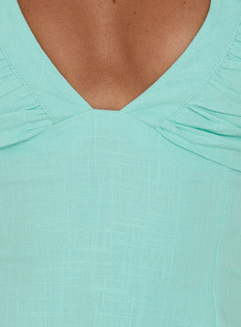 Claudiana Gathered Halter Top Turquoise