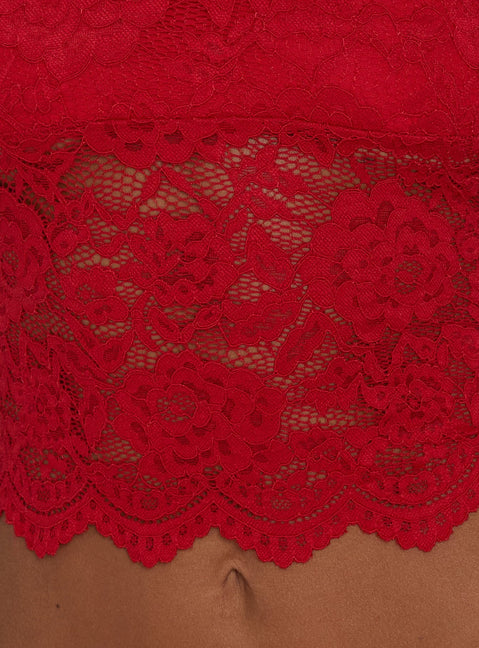 Gianna Lace Halter Top Red