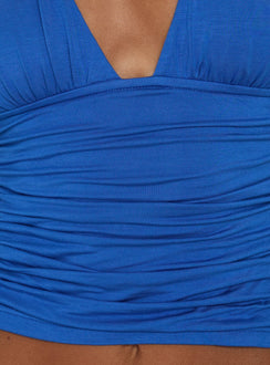Keerah Tie Neck Halter Top Cobalt