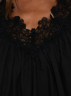 Delune Ruched V Neck Top Black