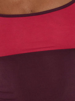 Karinna Scoop Splice Tank Top Red / Plum