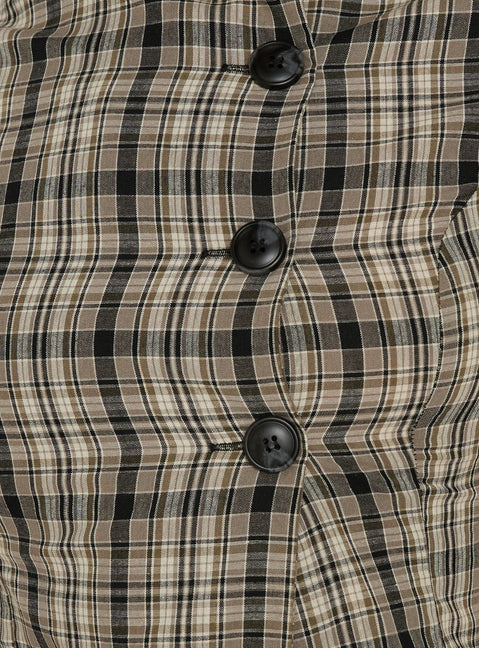 Maxina High Neck Button Up Top Check