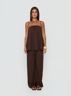 Amibella Boxy Cami Top Brown / Cream Stripe