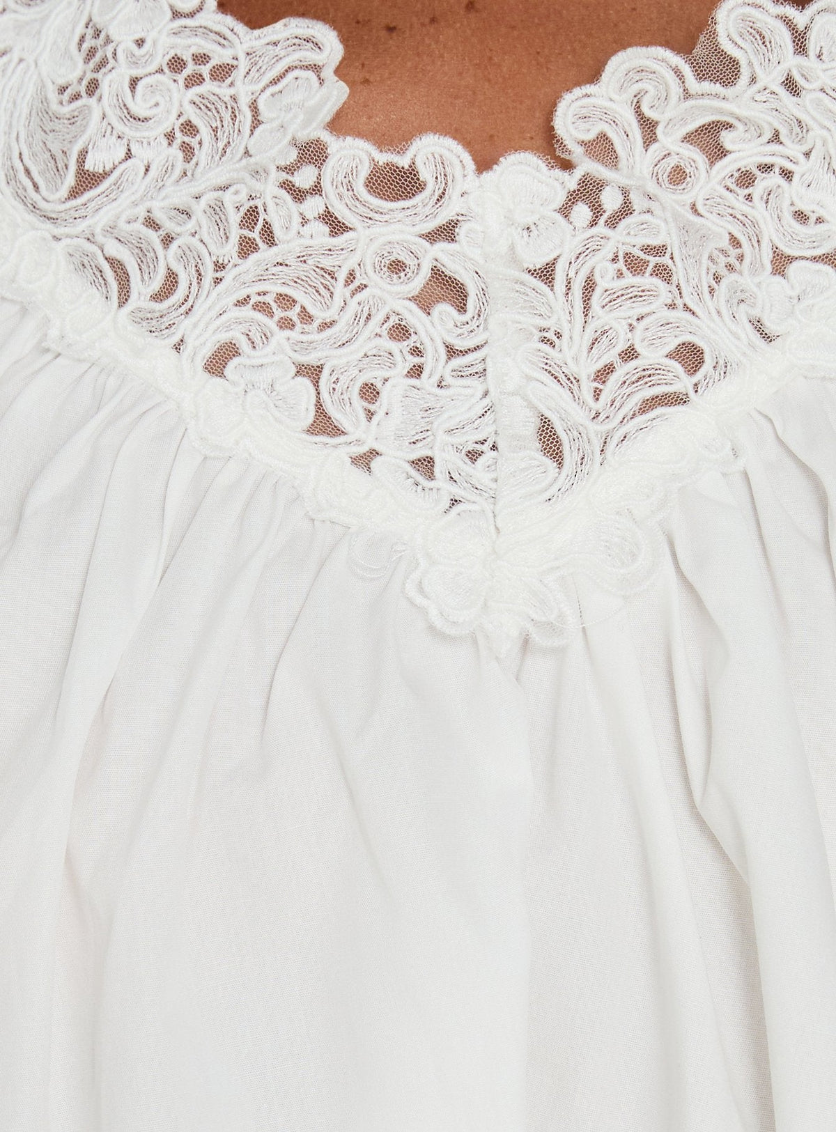 Delune Ruched V Neck Top White
