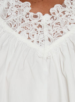 Delune Ruched V Neck Top White