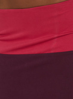 Irisah Splice Midi Skirt Red / Plum