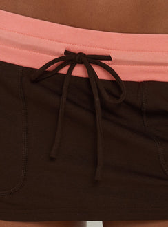 Livia Micro Rib Mini Skort Brown / Coral