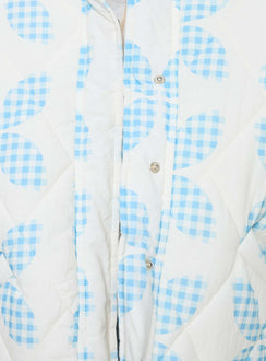 Graphic print, collar, twin pockets, button fastening