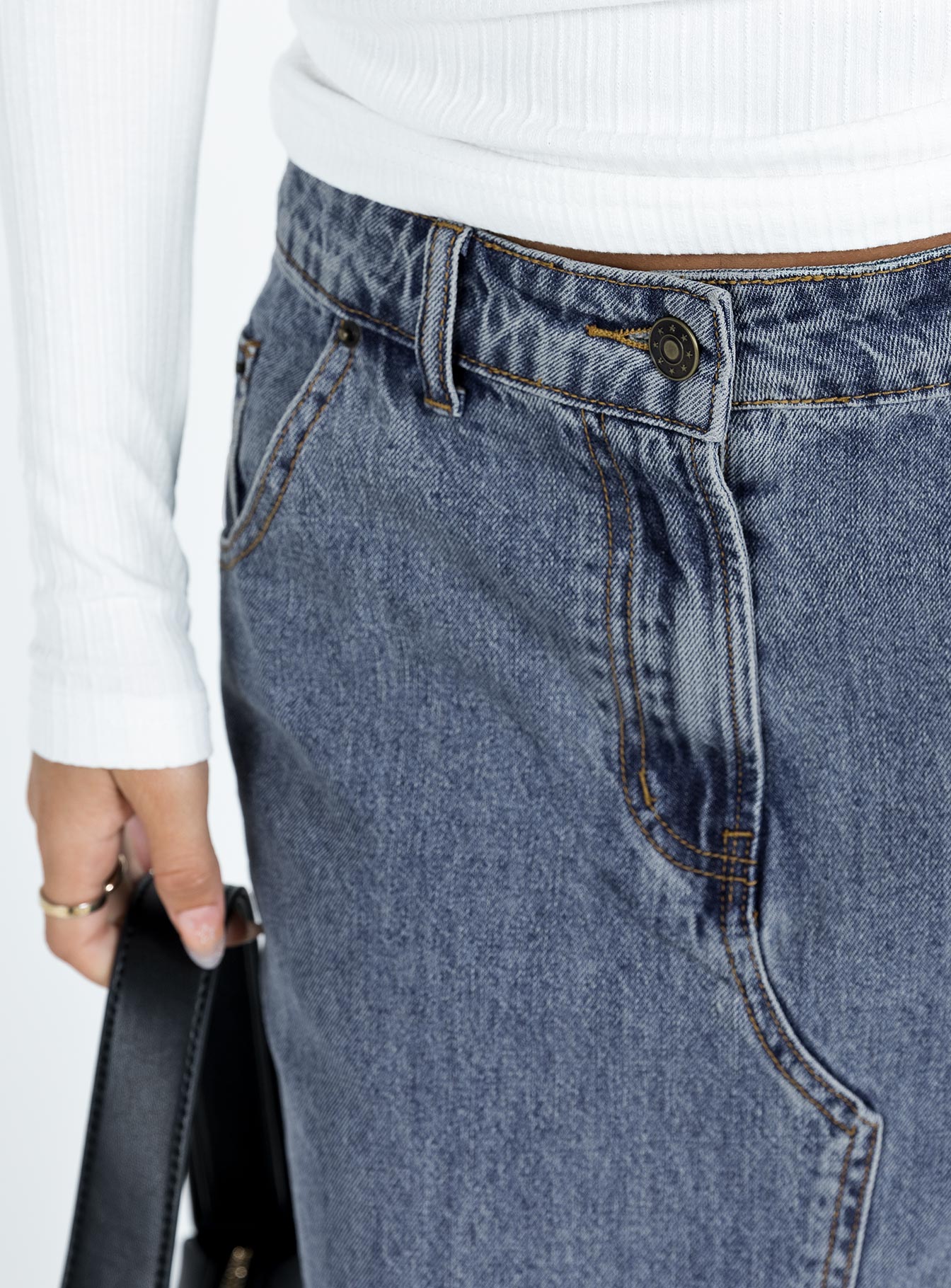 product Barbara Split Midi Skirt Faded Denim Princess Polly  Maxi 