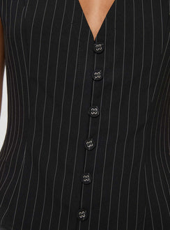 Top Vest style, pinstripe print, button fastening