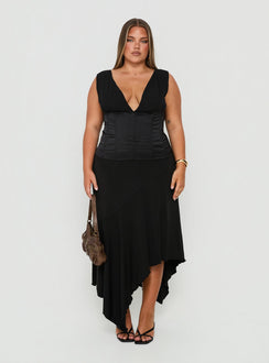 Briannah Contrast Corset Top Black Curve