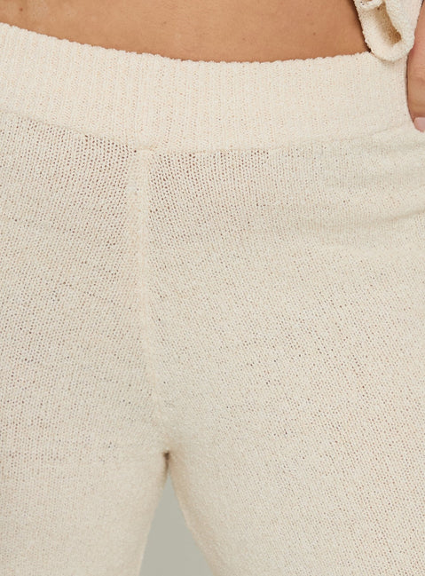 Calisse Knit Wide Leg Pants Beige Curve