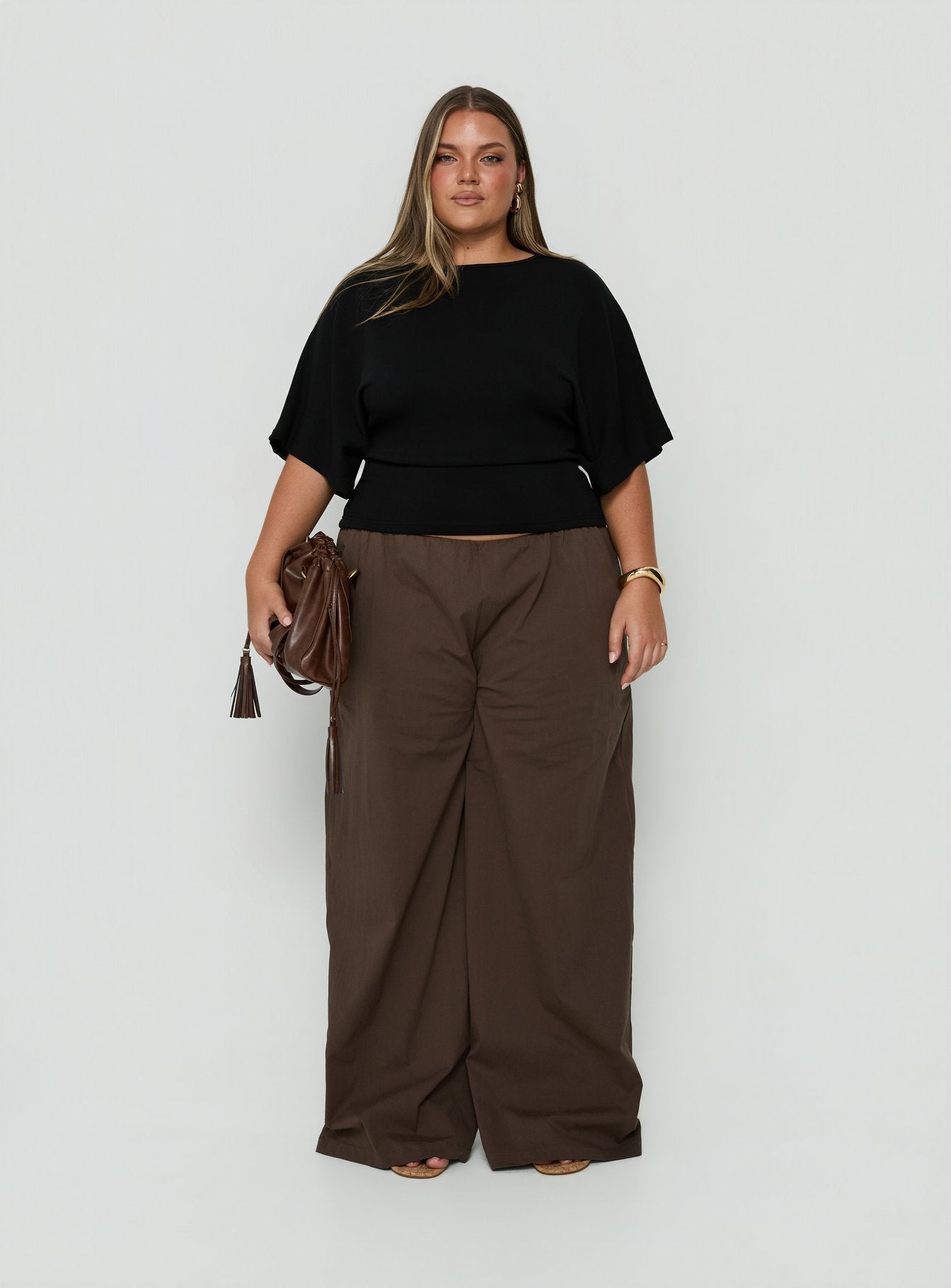 Arazia Cinched Short Sleeve Top Black Curve