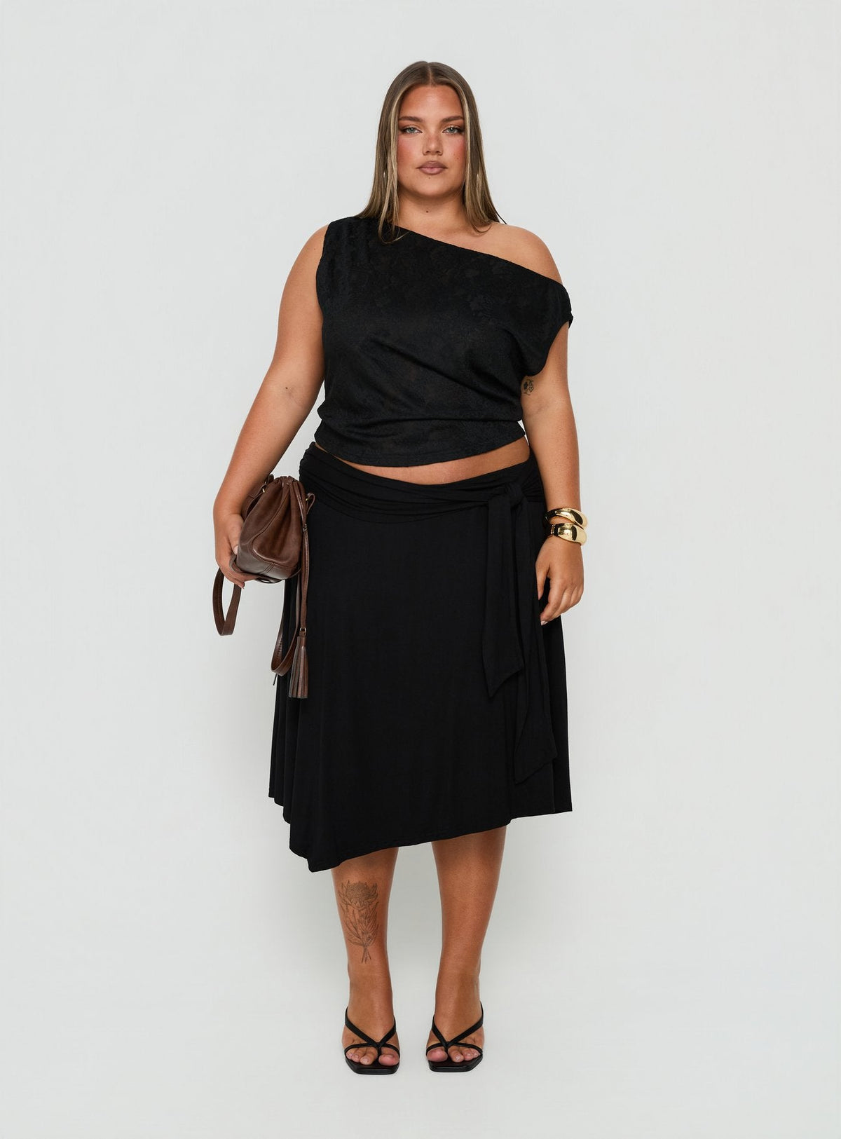Orvielle Lace Off Shoulder Top Black Curve