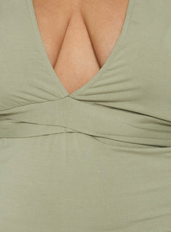 Madelon Long Sleeve Wrap Top Sage Curve