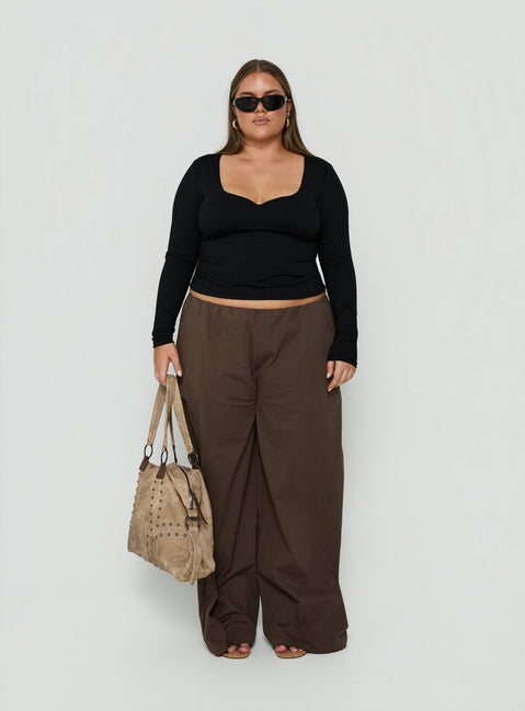 Evangelene Long Sleeve Top Black Curve