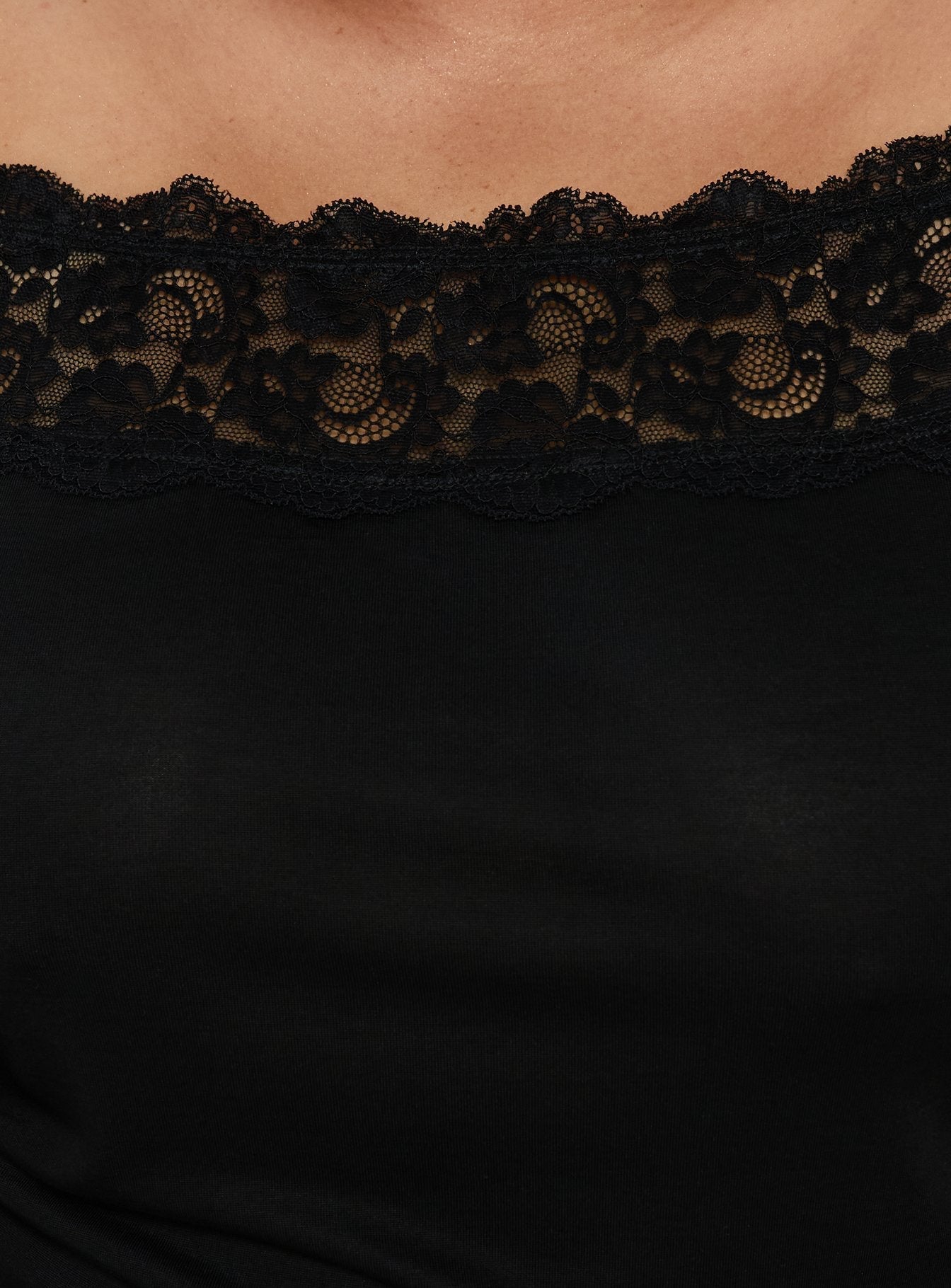 Breiann Lace Off Shoulder Short Sleeve Top Black Curve