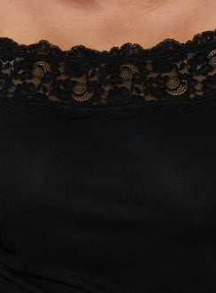 Breiann Lace Off Shoulder Short Sleeve Top Black Curve
