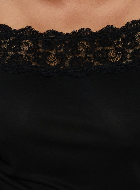 Breiann Lace Off Shoulder Short Sleeve Top Black Curve