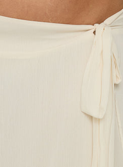 Ophella Tie Waist Chiffon Midi Skirt Cream Curve