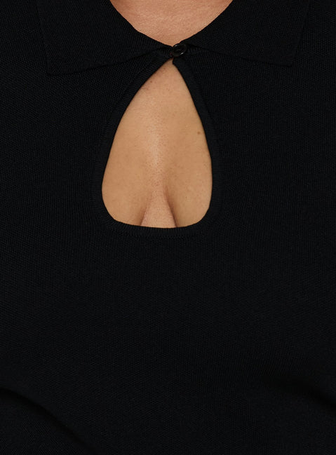 Happened One Night Keyhole Blouse Top Black Curve