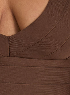 Justina Bandage Mini Dress Brown Curve