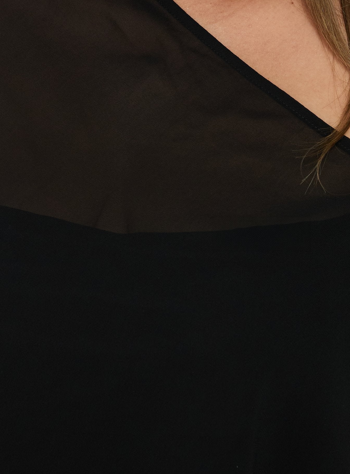 Senzo Chiffon Poncho Top Black Curve