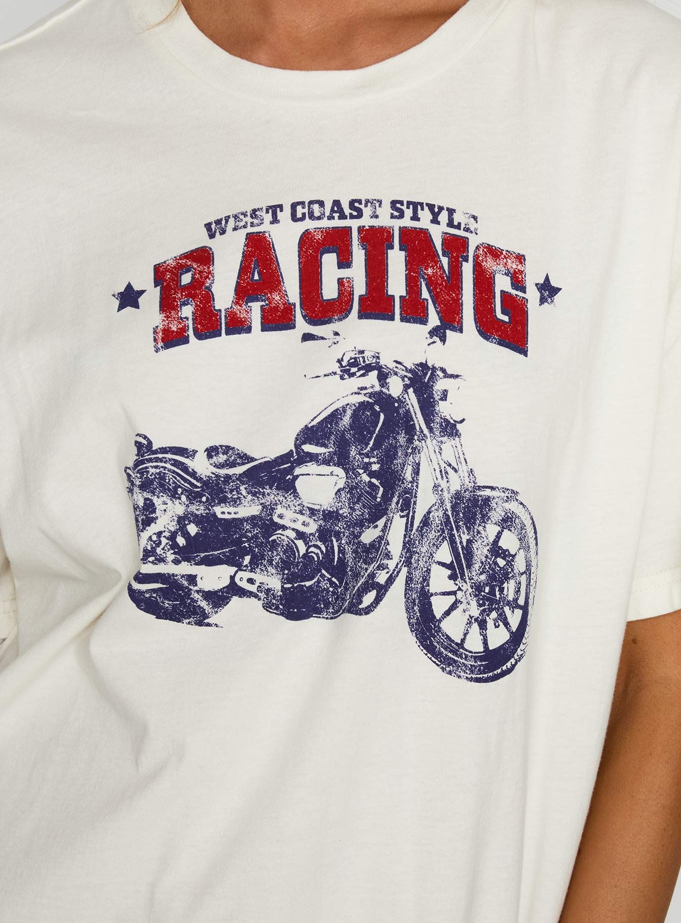 product Princess Polly West Coast Style Oversized Top White Half Sleeves Crew Neck 