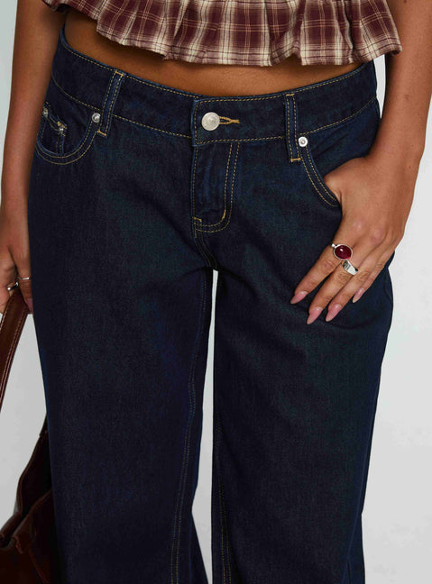 Tidal Wave Low Rise Straight Leg Jeans Raw Denim