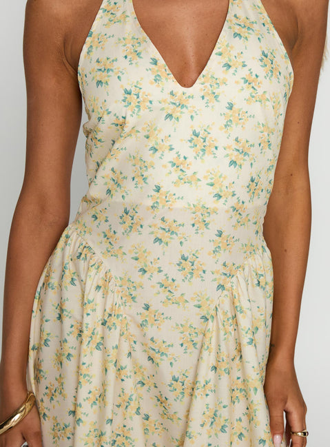 Monte Carlo Halter Maxi Dress Yellow