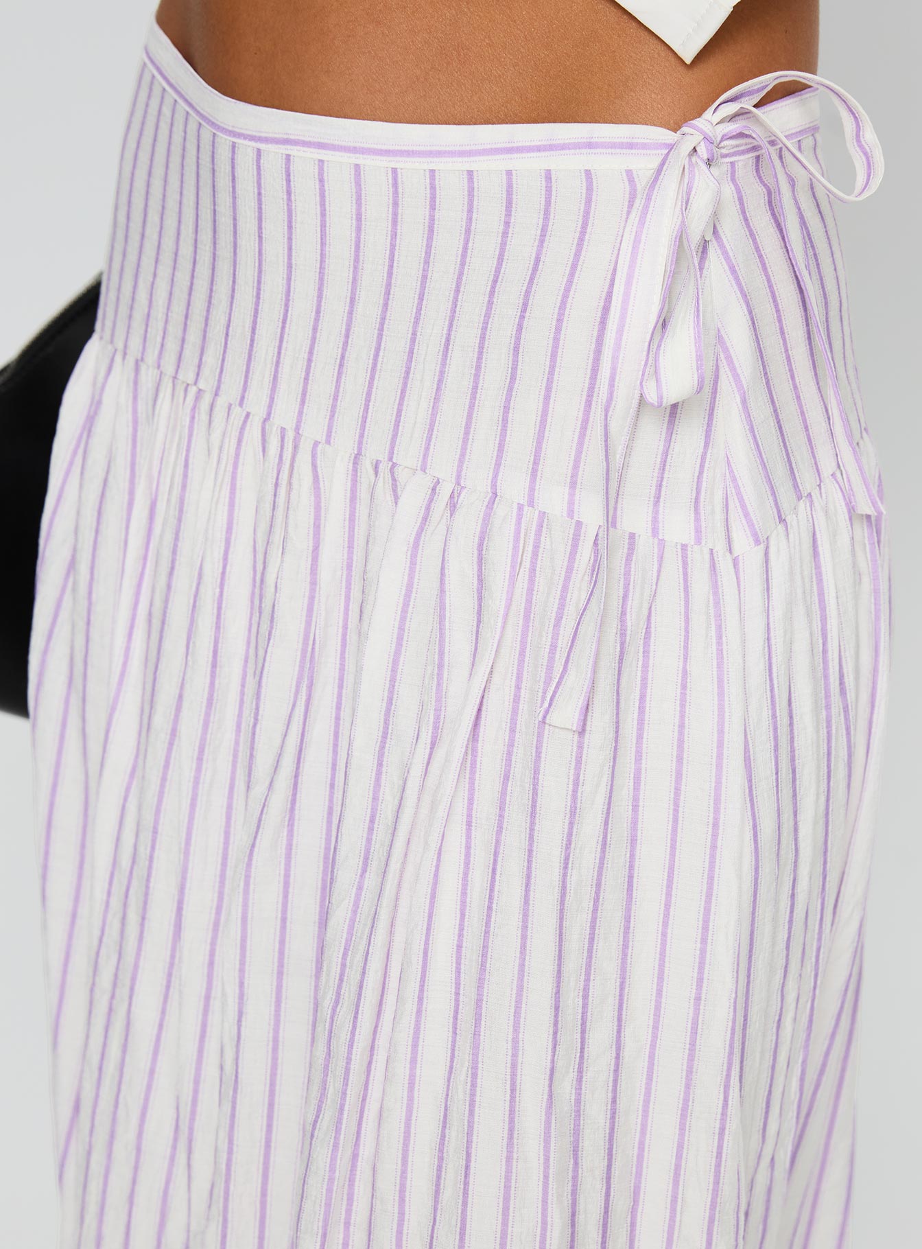 back view of model wearing Princess Polly Antheia Maxi Skirt White Multi Maxi 