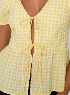 Carmelah Tie Up Top Yellow Check