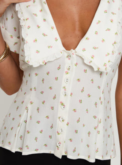 Esmarie Blouse Top White Floral