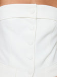 White strapless top button fastening