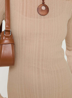 Long sleeve maxi dress High neckline, flared cuff Good stretch, fully lined