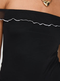 product Princess Polly Got It Bad Off The Shoulder Bodysuit Black Short Sleeves Crew Neck 