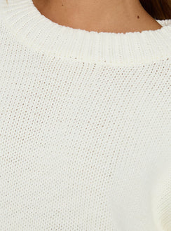 Harmony Balloon Sleeve Knit Sweater White