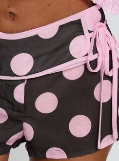 Yselle Micro Shorts Pink / Brown Polka Dot