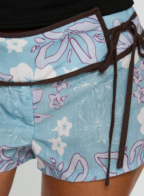 Yselle Micro Shorts Blue Floral