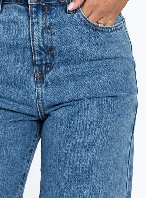 Seville Denim Shorts Mid Wash Princess Polly high-rise 